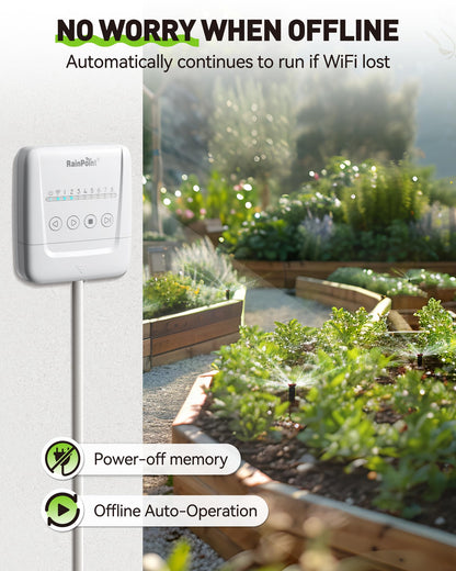 RAINPOINT Smart Sprinkler Controller, WiFi Sprinkler Controller 8 Zone-Local Weather Intelligence, Programmable Smart Irrigation System with APP Remote Control, Rain Skips, Rain Sensor Compatibility