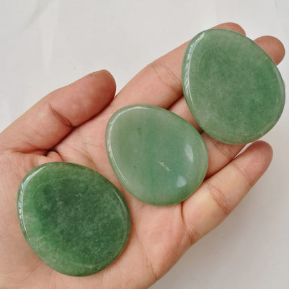 Bacatgem Natural Green Aventurine Water Drop Chakra Thumb Worry Stone,Stress Relax Healing Reiki Crystal Pocket Palm Stones