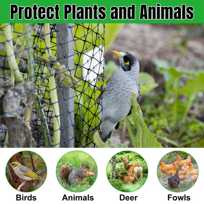 NONMON Bird Netting 5 x 100 FT Heavy Duty Garden Netting Deer Fence Netting Pest Barrier for Protect Fruit Trees, Plants and Vegetables Against Birds, Deer, Squirrels, Black