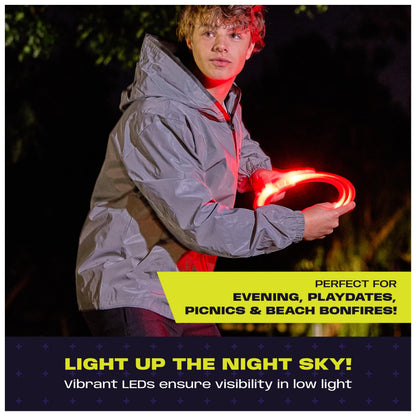 Aerobie Spark Outdoor Flying Disc with LEDs, Light-Up Flying Ring for Kids Parties and Backyard Games, Teen Boys Gift Ideas, Kids Toys for Ages 5 & Up, 12”