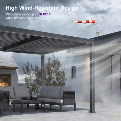 PURPLE LEAF Louvered Pergola 10' x 12' Aluminum Outdoor Pergola with Adjustable Louvers Roof and Integrated Drainage System 70 Mph High Wind Resistant Small Pergolas for Patio Deck Porch Yard