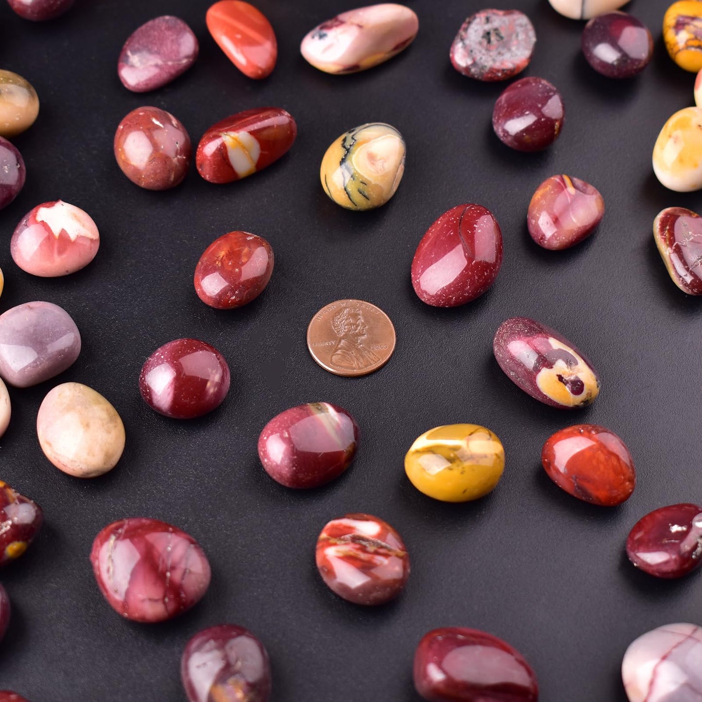 SigMntun Mookaite Jasper Healing Crystal Stone Set - 24 Pieces, 0.6" Natural & Polished Stones for Healing, Meditation, Reiki, Chakra, Crafting & Decoration