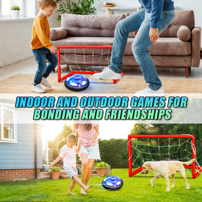 Hover Soccer Ball Set with 2 Goals - Rechargeable LED Air Power Football, Indoor/Outdoor Floating Hover Ball Toy, USB Charging Soccer Gifts for Boys & Girls Ages 3-12, Birthday/Holiday Presents