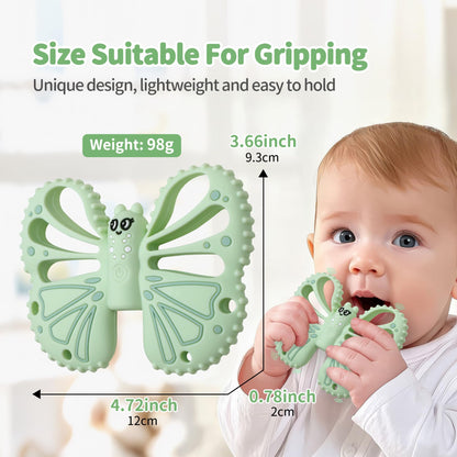 ETETOO Vibrating Sensory Chew Toy for Autistic Children - USB fast charging, 10-speed vibration baby teether, Rechargeable Teether for Babies 18 Months, Autism Sensory Toys & Calming Chew Toys (Green)