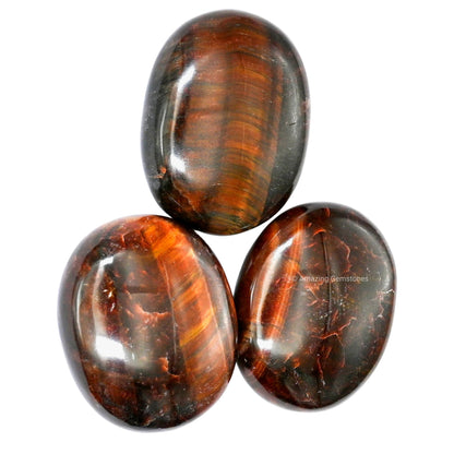 Amazing Gemstone Red Tiger Eye Crystals and Healing Stones - Large Palm Stone Crystals Piedra - Crystal for Good Luck, Balanced Positive Energy, Meditation - Unique Stocking Stuffers, Gifts for Women