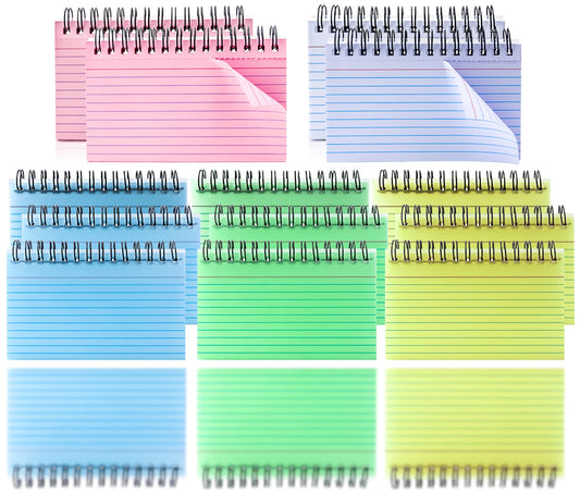 MotBach Colorful 500 Pcs Spiral Index Cards 3x5 Inch Flash Cards with Ring Lined Note Card Book Flashcards, Colored Ruled Card Pad Index Note Books 3 x 5 Notecards for Studying School Supply College