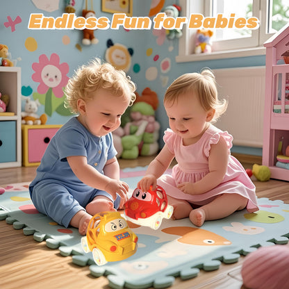 Toy Cars for 1 Year Old Boy and Girl, Extra Large Toddler Push and Go Rattle Car for Baby Boys 12-18 Months, First Birthday Gifts Christmas for Rattles Noisy Cars Trucks Active Toddler Boys Toys
