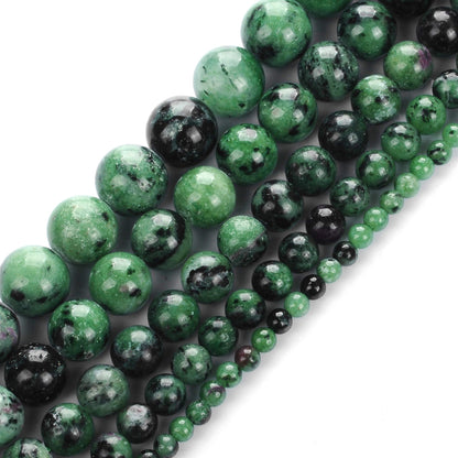10mm Natural Ruby Emerald Gemstone Round Loose Beads Crystal Stone Bracelet Necklace Accessories Crafts for Jewelry Making DIY,1 Strand 15"
