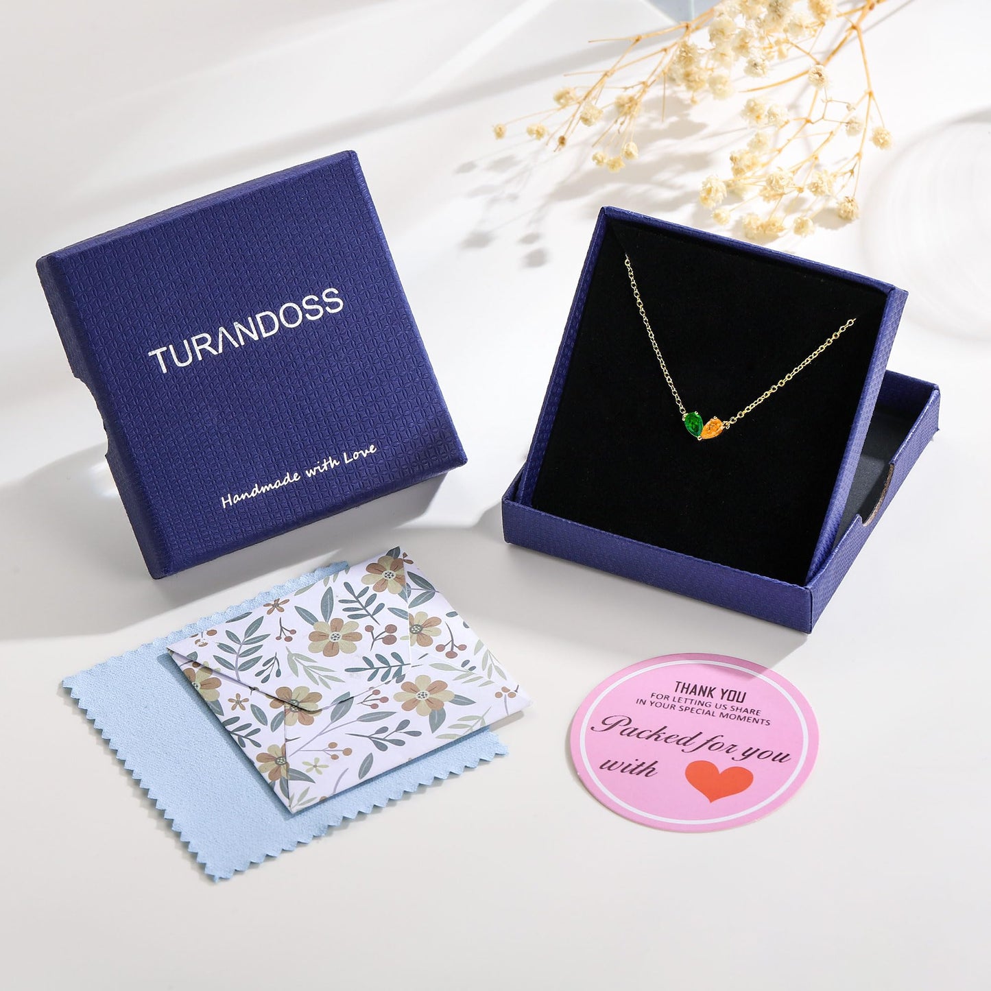 Turandoss May December Birthstone Bracelet for Women - Created Emerald, Tanzanite Bracelet Pear Birthstone Bracelets for Women, 14K Dainty Gold Plated Bracelets for Women Girls Jewelry Gifts