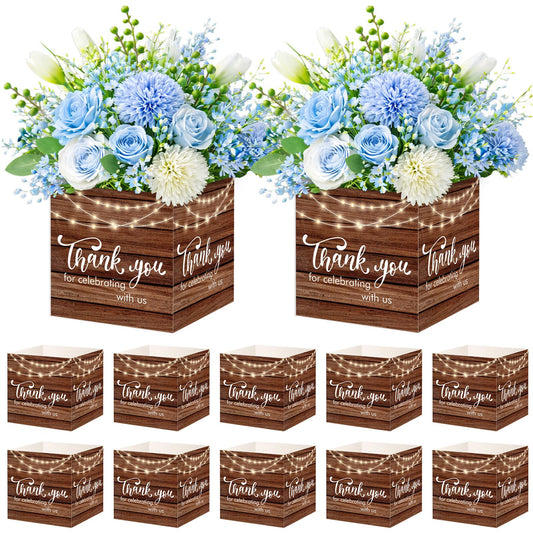 Cinrobiye 24 Pcs Rustic Wedding Table Centerpiece Boxes, 4.7‘’ Thank You Gift Paper Boxes for Engagement, Bridal Shower, Birthday Party Favors