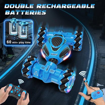 UFOLED Gesture Sensing RC Stunt Car, Remote Control 2.4GHz 4WD Hand Controlled Car Toys for Boys and Girls Ages 6-12, 360° Rotating Drift RC Cars with Lights and Music, Ideal Birthday and Xmas Gift