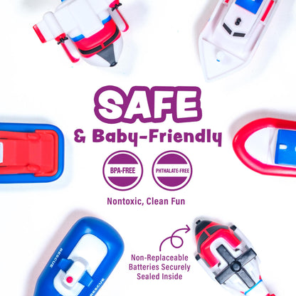 Tub Works® Ocean Rescue™ Vehicles Light Up Bath Toys, 6 Pack | Water-Activated Light Up Toys Flash & Change Color | Easy-Grip Baby & Toddler Bath Toys | Sensory Toys with Bath Lights for Kids Bath