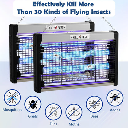 Qualirey Electric Bug Zapper Summer Indoor Electric Bug Zapper 6w Purple UV Light, 2 LED Bulbs Enhanced Dual-Band Attraction & Energy Saving, Fruit Flies Mosquito Insect Killer for Outdoor(2 Pcs)