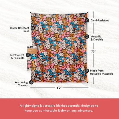Nomadix Festival Blanket - Perfect for Picnics, Camping, & Lawn Seating - Plush Top & Water Resistant Base - Made with Post Consumer Recycled Materials - Hula Multi - 60x72