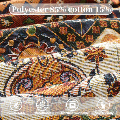Shesyuki Boho Throw Blanket Reversible Cotton Bohemian Tapestry Hippie Room Decor Outdoor Blanket Double Sided (Boho Patten 50"x60")