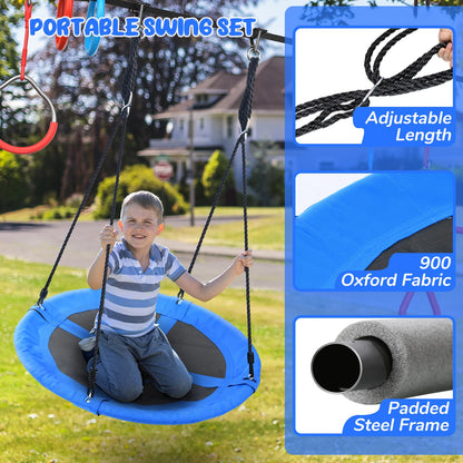 Hapfan 65 ft Ninja Warrior Obstacle Course for Kids with Swing, Ninja Rope Course with 11 Obstacles for Backyard Outside, Tree Slackline Jungle Gym Outdoor