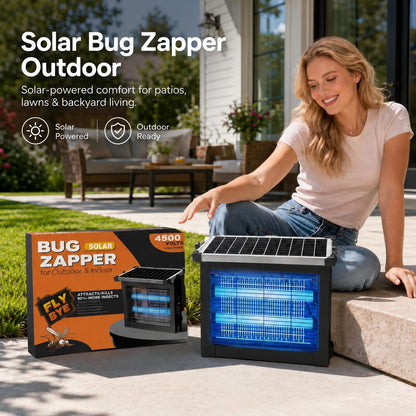 Solar Bug Zapper Outdoor Waterproof, Mosquito Zapper USB-C Rechargeable Solar Bug Zapper Outdoor, 4500V Electric Bug Zapper, Mosquito Trap Fly Zapper Killer for Patio Garden Backyard Camping Garage