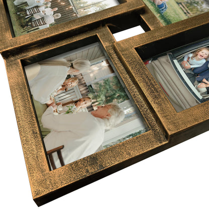 J.M.Deco Collage Picture Frames for Wall 16 Opening, Large Photo Frame Collage Wall Hanging for 4x6 Photo, Reunion Friends Family Memory, Christmas Gift - Retro Gold