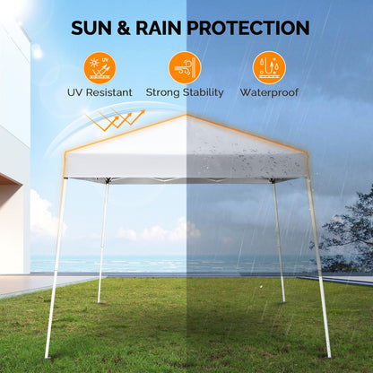 VINGLI 10x10 ft Pop Up Canopy Tent, Easy Up Tent Canopy, Foldable Portable Canopies for Camping, Patio, Outdoor Gazebo Slant Legs, Outdoor Instant Shelter Canopies with Carry Bag (White)