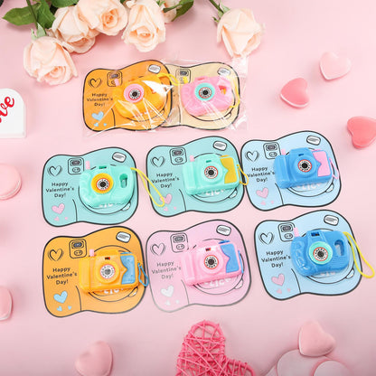 Jenaai 30 Pack Valentines Day Gifts for Kids Mini Toy Camera Bulk Set with Valentine's Greeting Cards Images in Viewfinder for Kids Classroom Exchange Gift Award Prize Party Favors