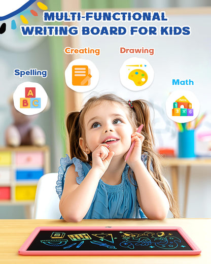 Bravokids 15 Inch LCD Writing Tablet for 3 Year Olds - Electronic Drawing Pad and Doodle Board as Educational Birthday Gifts for Girls and Boys (Pink)