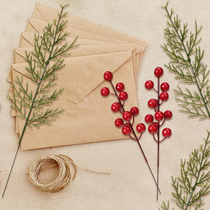 Norme 40 Pcs Christmas Floral Picks Christmas Greenery for DIY Gift Wrapping Plants Red Berry Pine Branches Artificial Picks and Sprays Stems Pine Sprigs for Crafts Wreath Garland Decor(Classic Style)