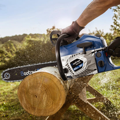 62cc Gas Chainsaw with 20 Inch Guide Bar, Professional Gasoline Chain Saw for Large Trees, Long Lasting Engine & Low Maintenance Design (Blue)
