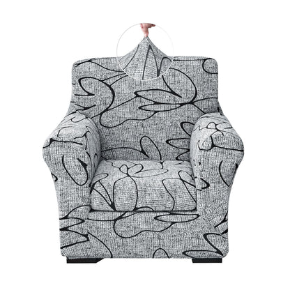 Keyroal Stretch Printed Sofa Cover Couch Covers, 2-Piece Armchair Cover with Separate Cushion Cover, Washable Soft Spandex Furniture Protector for Living Room(Armchair, Grey Lotus)