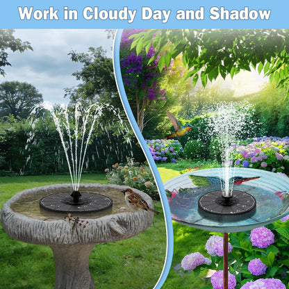 Yzert Solar Fountain with 2000mah Battery, 3-Level Adjustable Water Height, Rotating Rods, Works in Shadow, 7 Nozzles, 2026 3.5W Glass Outdoor Fountain Pump for Bird Bath, Garden, Pond, Flower Pot