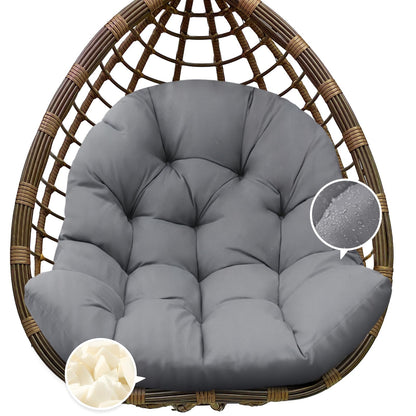 Tycdiose Egg Chair Cushion Replacement, Waterproof Outdoor Hanging Egg Swing Chair Cushions Pads, U-Shaped Thickened Cushions for Hanging Eggs Chair with Ties, 47x33x7 Inches (Grey)