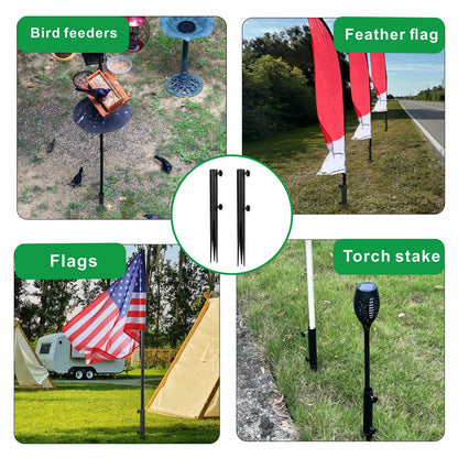 KSWLOR Flag Pole Ground Stake, Heavy Duty Flag Pole Holder, Outdoor Light Stakes for Torch Stand, Ground Outdoor Banner Stakes Fits Poles with 1 Inch, for Garden Lawn