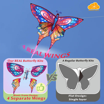 ORGCLDKT-Quadwing Bionic Butterfly Kite/Dragonfly Kite, Super Easy to Fly with, Outdoor Toy,for Kids Ages 8-12,4-8,Boys,Girls, Also for Adults. Kites for The Beach, Grassland, Hiking,Trekking.