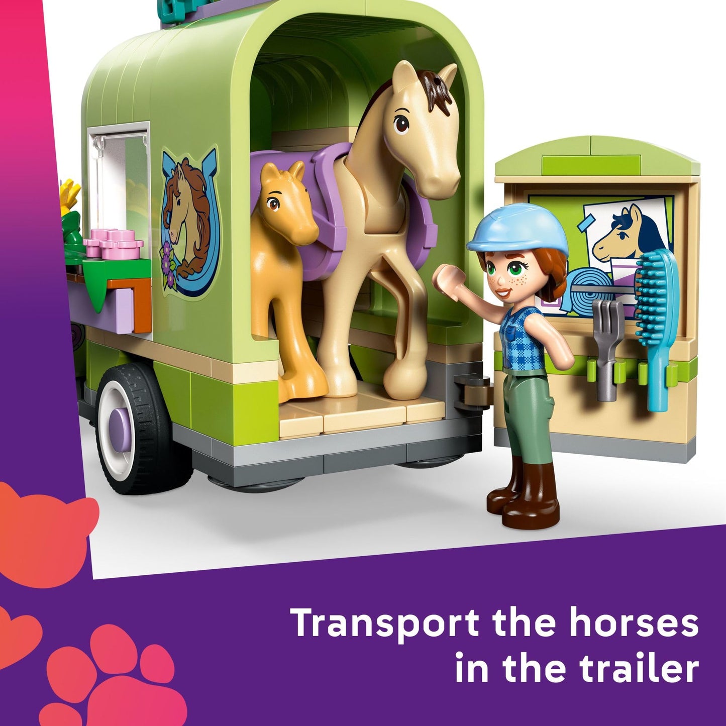 LEGO Friends Horse & Baby Foal Trailer Building Toy for Girls & Boys - Pretend Play Set for Kids, Ages 7+ - W/Autumn & Matilde Minidolls, Toy Animals, & Accessories - Gift Idea for Birthdays - 42695