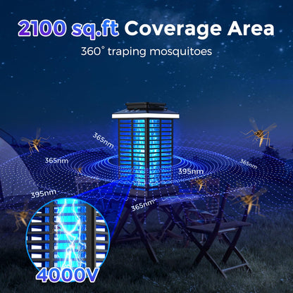 Bug Zapper Outdoor, Mosquito Zapper 3 in 1 Rechargeable Bug Zapper Outdoor with 5000mAh Battery & LED Night Light, 4000V Electric Fly Zapper for Outside,Patio,Backyard,Garden Black