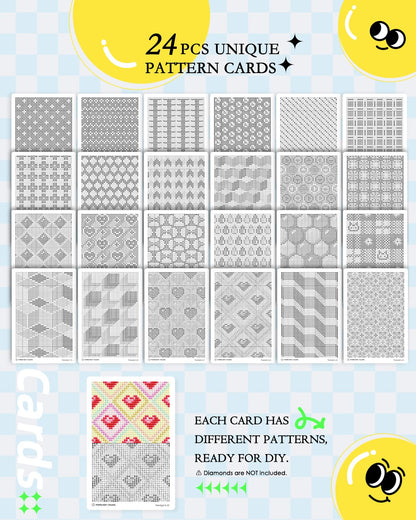 forever young 24 Designs Diamond Freestyle Cards for Beads, 5x7 Blank Diamond Art Cards with Glue for Square Dots for Adults, Postcard-Style Diamond Painting Accessories (No Drills)