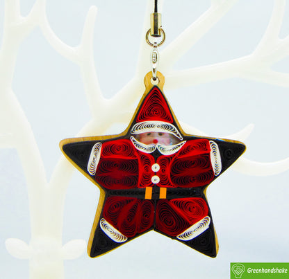 Star Shaped Santa, Home Decorations Holiday Decor, Handmade Ornament, quilled Ornament, Handbag Backpack Bag Purse Mobile Phone Car Hanging Decorations by GREENHANDSHAKE