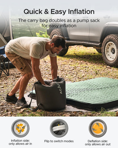 Acacia 4.3" Thick Self Inflating Sleeping Pad with Foam | Innovative Y-Shaped Telescopic Structure | Ultraportable Camping Mattress | Outdoor Compact Air Mat for Tent Car | Single