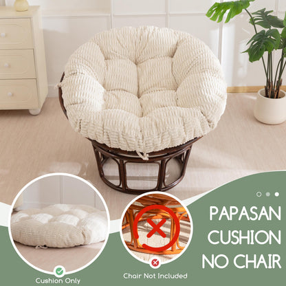 HIGOGOGO Papasan Chair Cushion with Thick Corduroy Cover (Without Chair), Supportive Cushion, Beige, 48 x 48 Inch