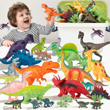 BURIESUR 28 PCS Dinosaur Toys for Kids 3-5 with Storage Case,Realistic Dinosaurs Toy Set,Dinosaur Figures for Kid,Birthday Gift for Boys and Girls,Dinosaur Party Favors
