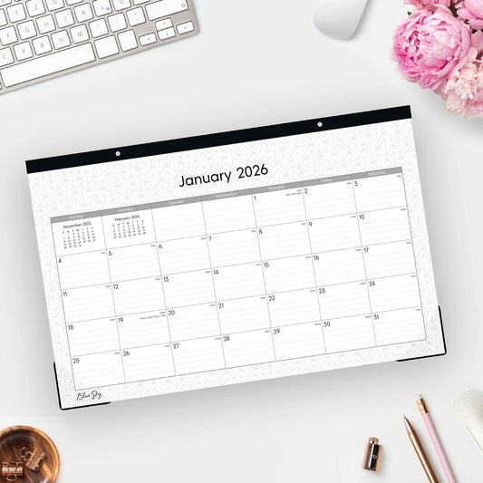 Blue Sky 2026 Monthly Desk Pad Calendar, January 2026 - December 2026, 11" x 17", Trim Tape Binding, Two-Hole Punched, Ruled Daily Blocks, for Office and Classroom, Enterprise