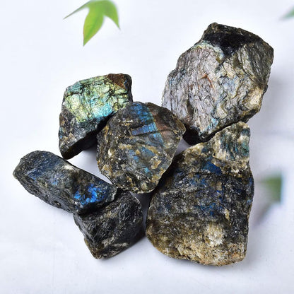 FZBHRO Raw Labradorite Stone Blue Rough Labradorite Rock Healing Crystal and Stone for Tumbling Meditation 0.8-1.3 Pound