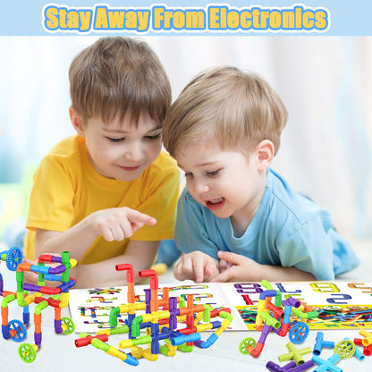 250PCS Pipe Tube Learning Toy for Toddlers, Educational STEM Bins for Classroom Preschool Building Toys, Montessori Interactive Autistic Sensory Toy, Xmas Birthday Gifts for All Ages Kids
