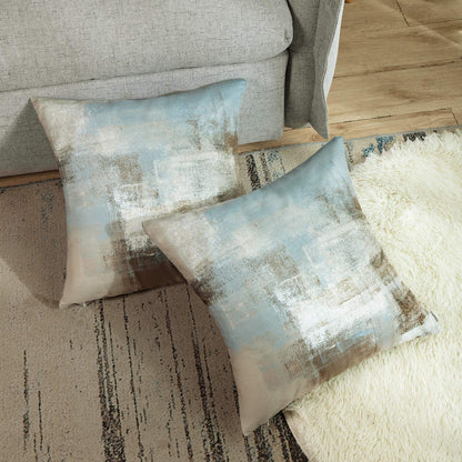Britimes Throw Pillow Covers Modern Home Art Decor, 18 x 18 Inches Set of 2 Pillow Cases Decorative, Abstract Oil Painting Pillowcases for Bedroom, Living Room, Cushion Couch Sofa, Grey Beige