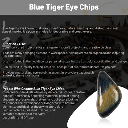 1.1lb Natural Crushed Blue Tiger Eye Crystal Tumbled Chips-Healing Crystals Chips Bulk, Crushed Crystal Gemstones for Crafts, Beautiful Package for Gift (Blue Tiger Eye)