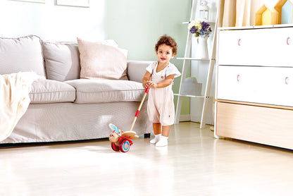 Award Winning Hape Butterfly Wooden Push and Pull Walking Toy, L: 6.3, W: 5.8, H: 22.2 inch, Red