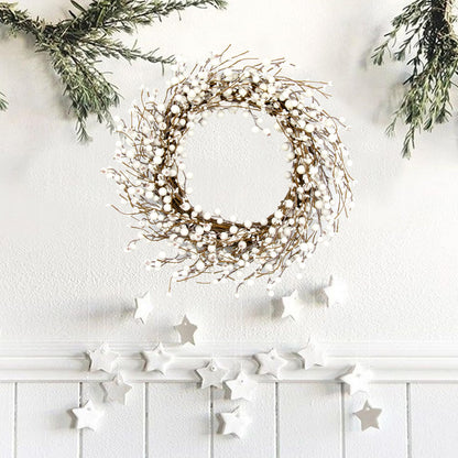 JINGHONG Winter Wreaths for Front Door 20 Inch Artificial Winter Wreath White Berry Wreath for Indoor Outdoor Window Wall Christmas and Winter Celebration