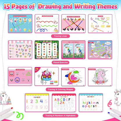MDINGTD Kids Toys Montessori Toys for Toddlers, Unicorns Gifts for Girls Age 3-5 30 Themes Busy Book for Kids Preschool Educational Learning Toys for 3-5 Year Olds Girls Preschool Learning Activities