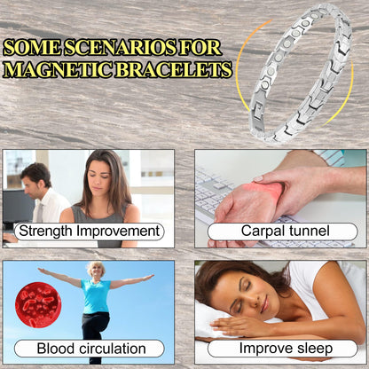 KYOSI Titanium Magnetic Bracelets for Women - Magnetic Therapy Bracelet - 3500 Gauss Magnet Jewelry - Womens Link Bracelet 7.28 inches