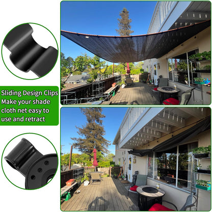 100Pcs Shade Cloth Clips, Black Plastic Heavy Duty Sun Shade Clips for Sun Shade Net, Gardening Shade Cloth, Anti Bird Netting, Removable & Reusable Windproof Awning Clamp (Black-100PCS)