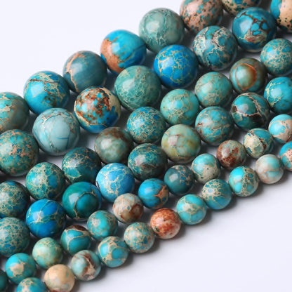 45PCS 8MM Natural Blue Imperial Jasper Stone Beads Round Shape Suitable for Jewelry DIY Bracelet 15 Inches